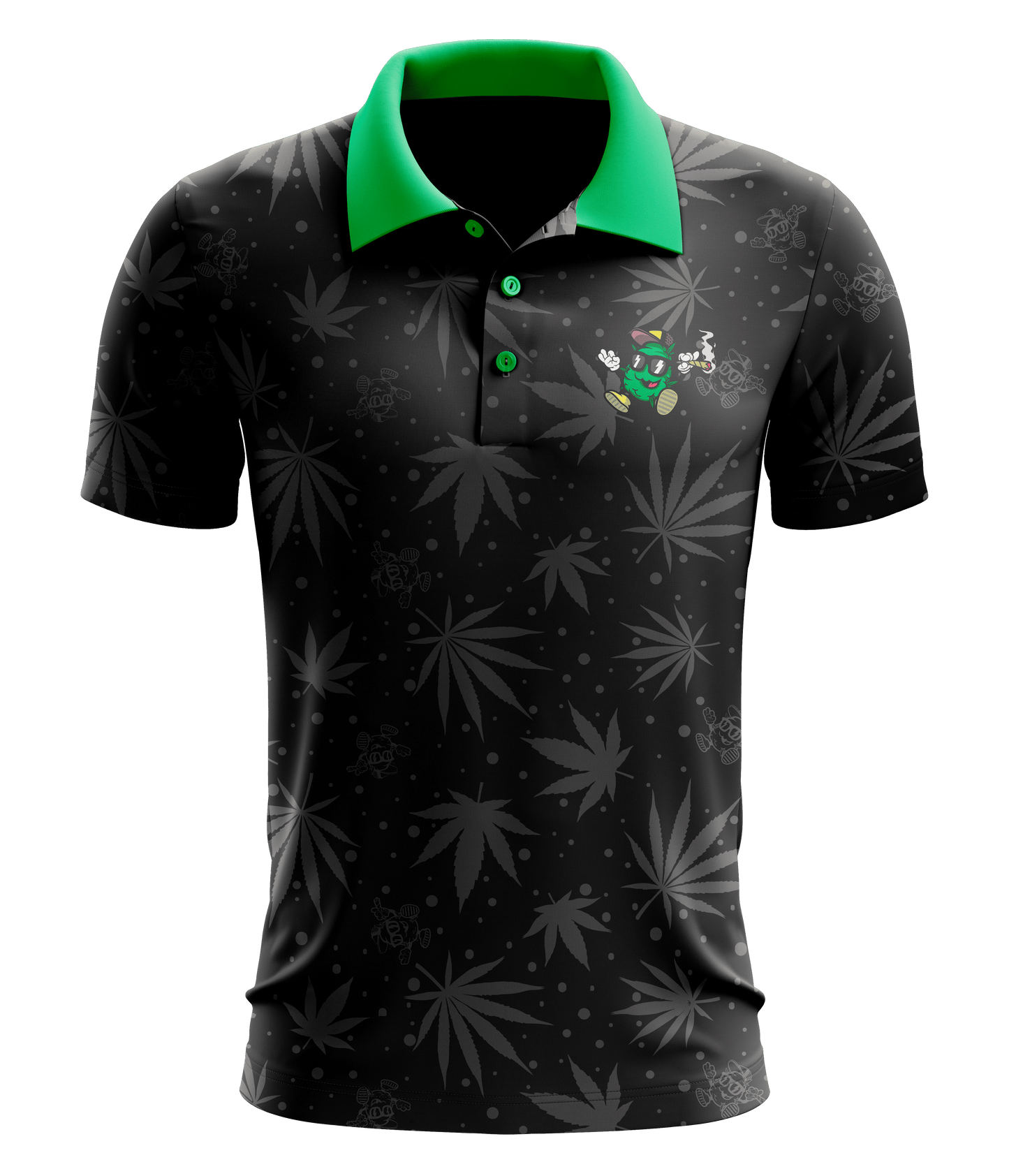 KUSH WORLD GREEN POLO SHIRT - EMBROIDERED LOGO