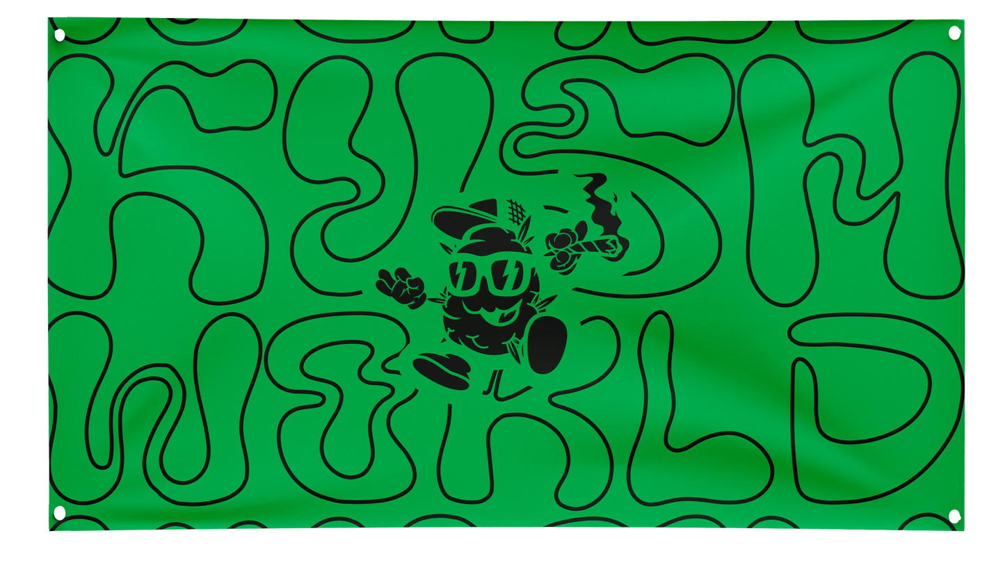 KUSH WORLD GREEN FLAG