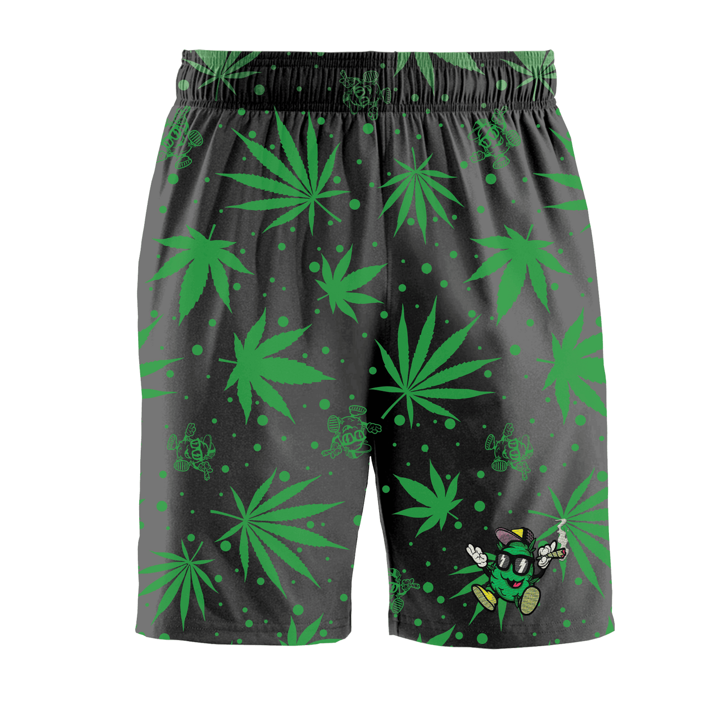 KUSH WORLD GREEN WEED SHORTS - EMBROIDERED LOGO